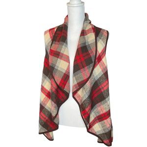 Plaid Open Front Poncho